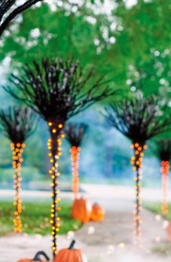 Set Of 3 Lighted Halloween Broomsticks Path Lighting Wedding Etsy