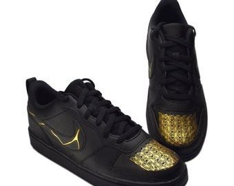 Custom nike court borough low 2 pur Gold Japan Kintsugi