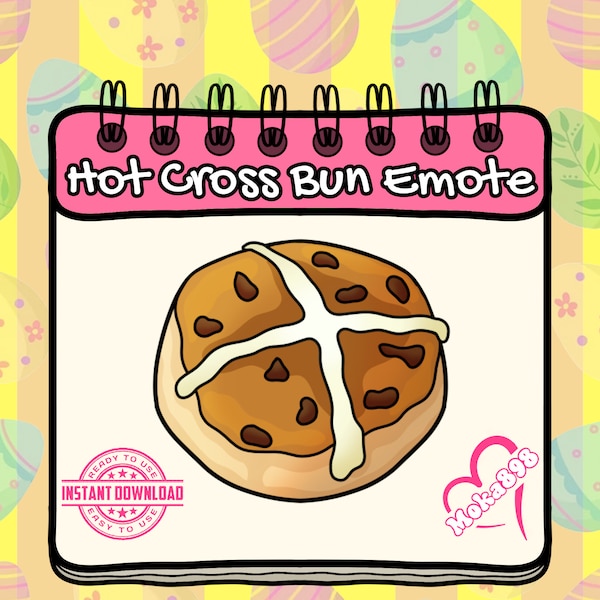 Fresh Delicious Glossy Hot Cross Bun Bread Bakery Static PNG Emote || Perfect for Gaming Livestreamers on Twitch, Kick & Trovo | Easter