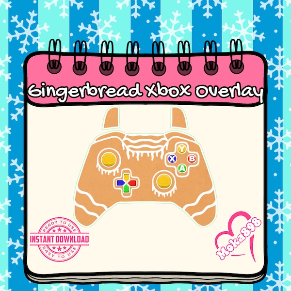 Festive Christmas Gingerbread Controller Overlay Skin || Xbox One - OBS / SLOBS || Browser Source || Perfect For Gaming Livestreamers