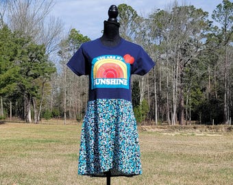 Upcycled Graphic Tee Shirt Dress, Upcycled EcoConscious Dress, T-Shirt Dress, Festival Dress, Altered Clothing, Thrifted Rework, Retro Style