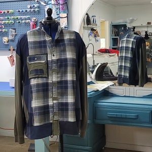 Upcycled Plaid Shirt, Reworked Clothing, OOAK Top, Repurposed Clothing, Wearable Art, Boho Altered Clothing, Upcycled Eco-conscious top