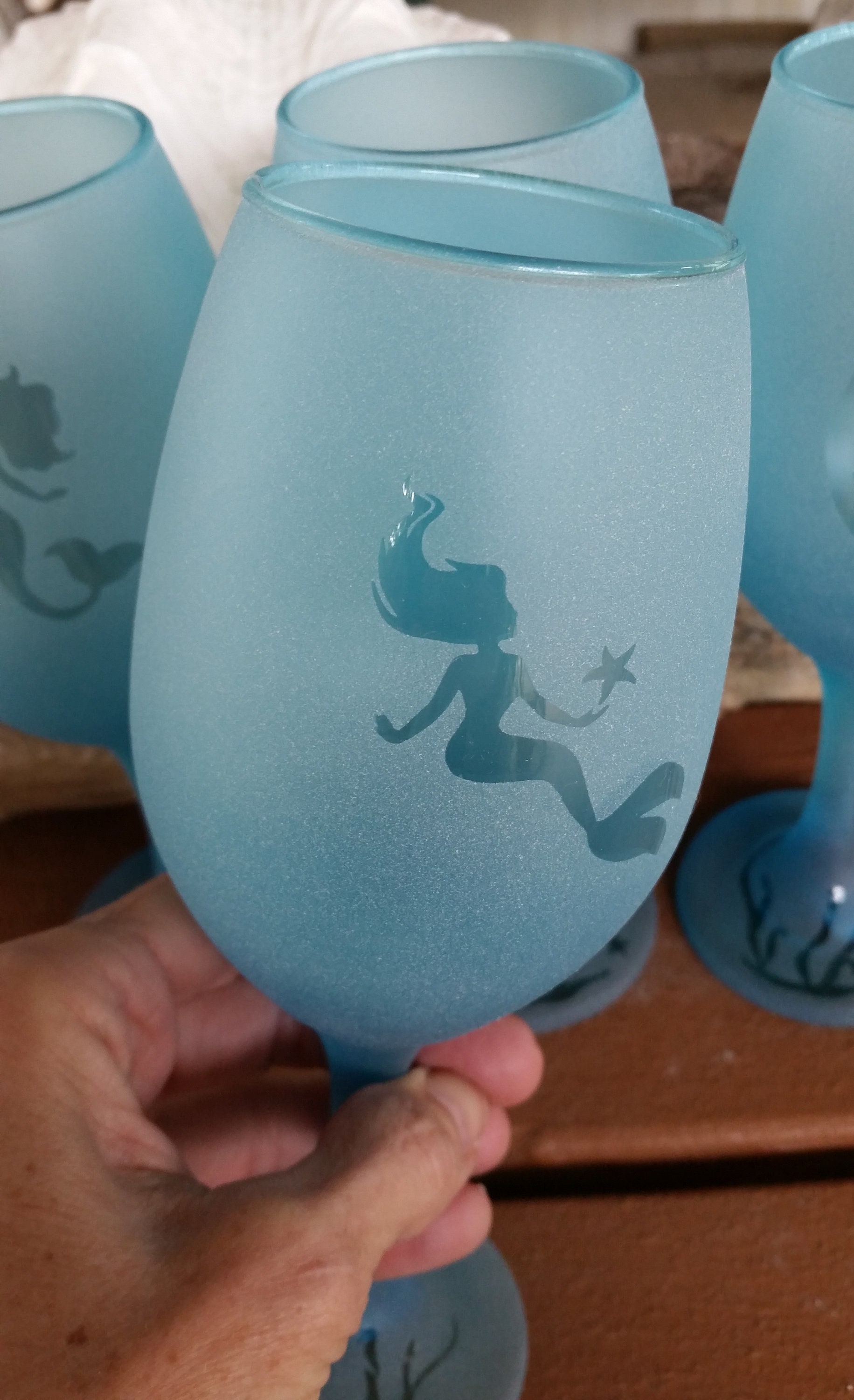 Mermaid Wine Mermaid Glass Nautical Wine Glasses Siren Wine Etsy