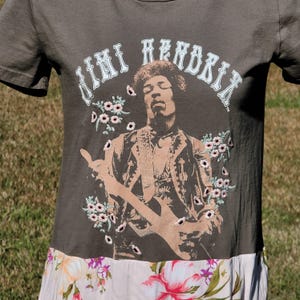 Upcycled Band T Shirt Dress, Jimi Hendrix Rework, Babydoll Tshirt Dress, Festival Dress, OOAK Rework, Altered Clothing, Thrifted Rework