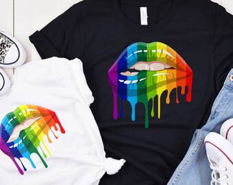 Dripping Lips Pride Tee - LGBTQ+ Shirts - Pride Month Shirt - Gender Equality Shirt - Lesbian Tee - Gay Pride T-shirts