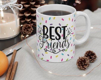 Best Friends Donut Ceramic Mug, Friends Coffee Mug, Friends Gift Ideas, 11 oz. accent mug
