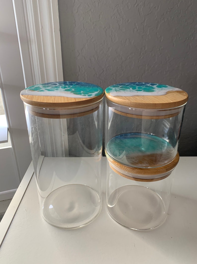 Airtight Glass Jars With Wave Art / Wave Art/resin Art/ Beach Etsy
