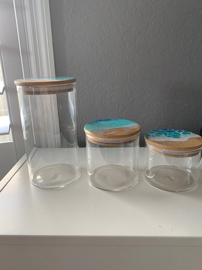 Airtight Glass Jars With Wave Art / Wave Art/resin Art/ Beach Etsy
