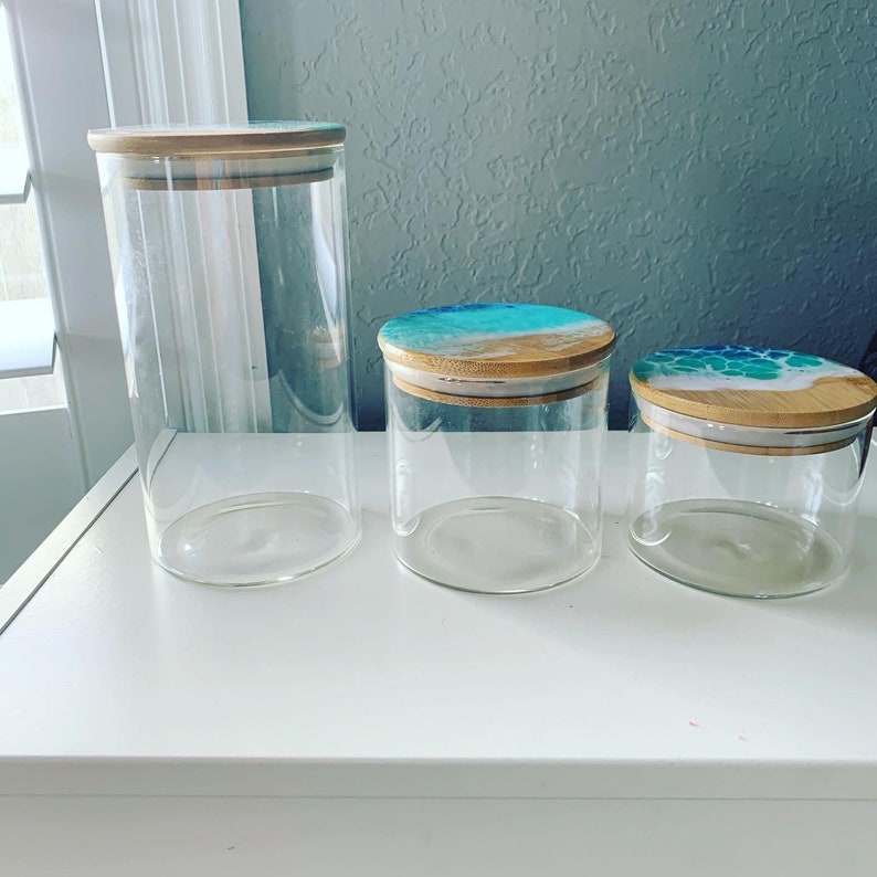Airtight Glass Jars With Wave Art / Wave Art/resin Art/ Beach Etsy