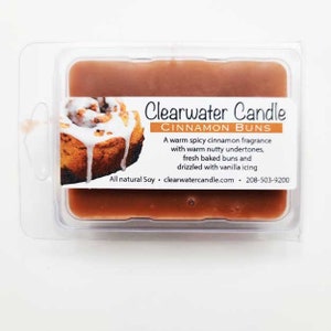 Cinnamon Buns - 2.7 oz - Soy Wax Melts - Soy Wax Tarts - Clamshell Melts - 6 Pack - Hand Poured - Clearwater Candle Co.