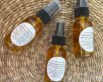 Aceite facial calmante, calmante, antienvejecimiento, para piel sensible, con manzanilla y lavanda