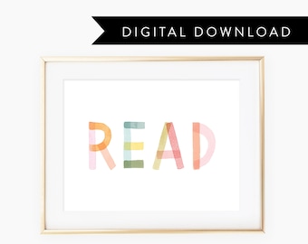 Read Art Print - watercolor lettering