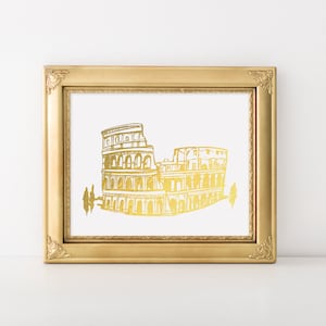 Rome Colosseum Gold Foil Art Print