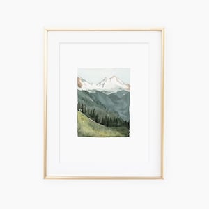 Watercolor Mountainous landscape painting
