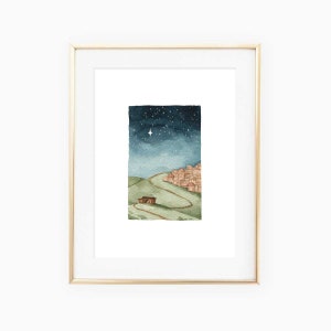 Nativity Night 2- Watercolor landscape