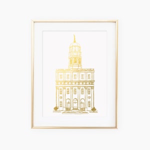 Illustrated LDS Nauvoo Temple Gold Foil Art Print
