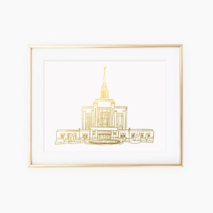 LDS Ogden Utah Temple Gold Foil Art Print