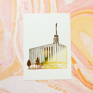 LDS Manhattan New York Temple Gold Foil Art Print