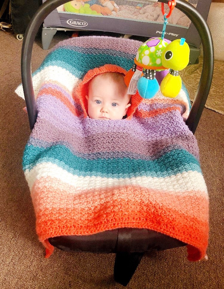 Crochet Car Seat Poncho Blanket - Baby Blanket To Fit Car Seat Crochet Car Seat Poncho Blanket - Baby Blanket To Fit Car Seat