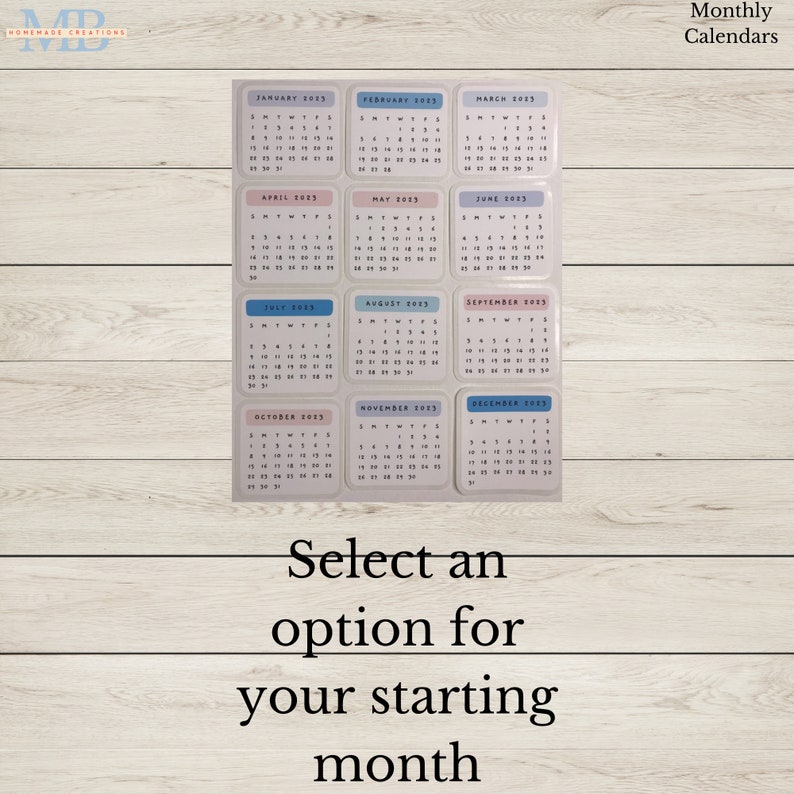 Monthly 2023 2024 Small Sticker Calendars Planners Trackers Etsy