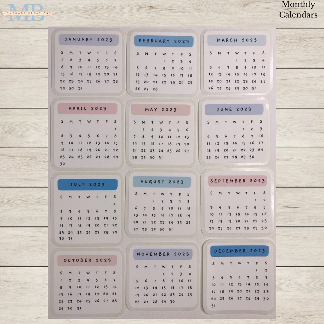 Monthly 2023 2025 Small Sticker Calendars Planners Trackers Etsy