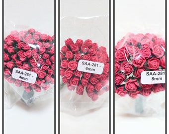 50 or 100 Red Rosebuds Handmade Mulberry Paper Rosebuds #SAA-281