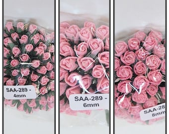 50 or 100 Pink Rosebuds, Mulberry Paper Rosebuds #SAA-289