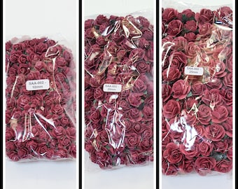 100 Open Roses, Deep Red Rose's, Handmade Mulberry Paper Open Roses #SAA-002
