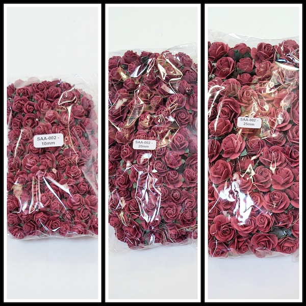 100 Open Roses, Deep Red Rose's, Handmade Mulberry Paper Open Roses #SAA-002