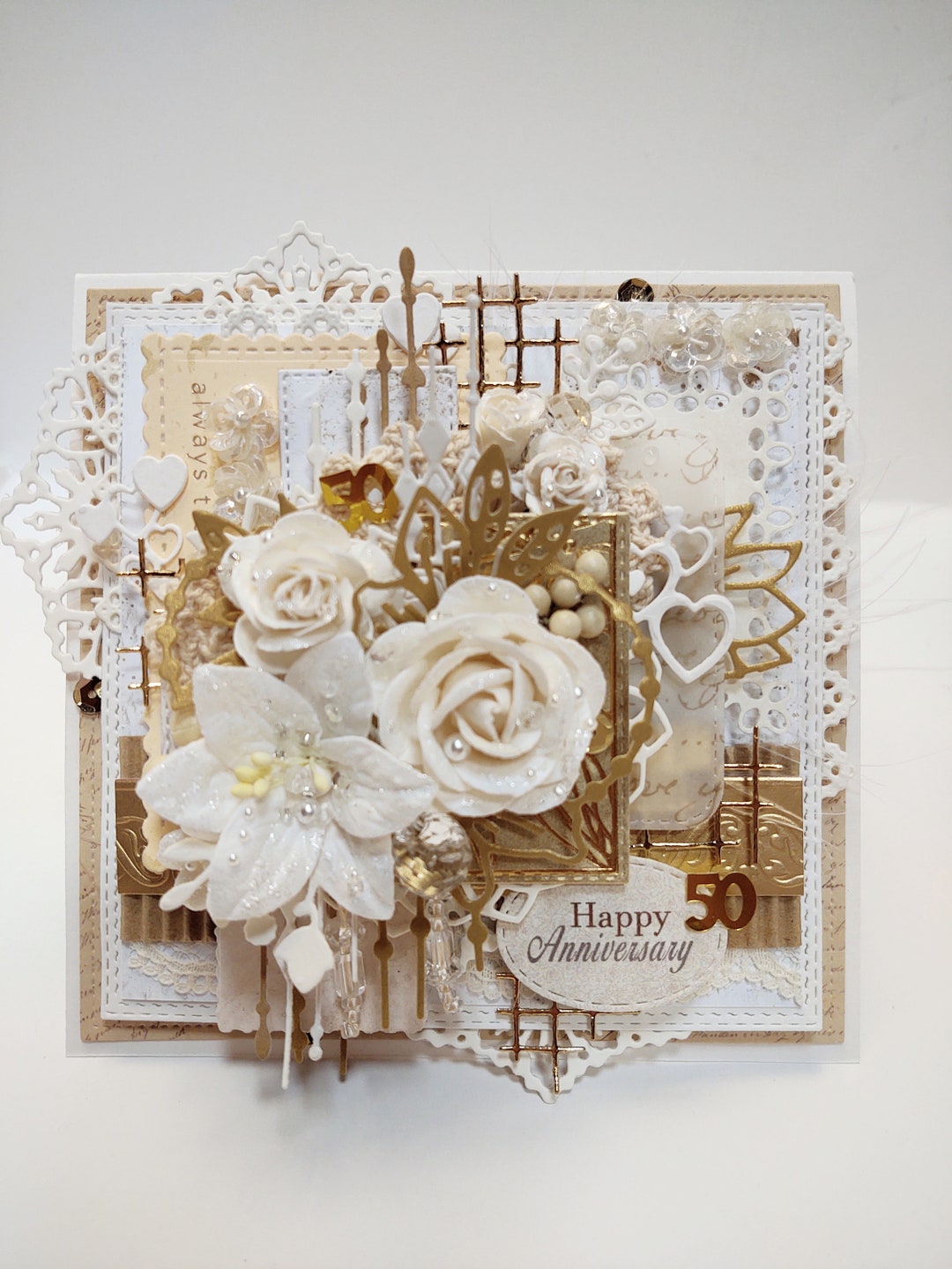 50th Anniversary Card, Beautiful Handmade Card, Greeting Card #WC ...