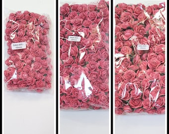 100 Open Roses, Coral Red Open Roses, Handmade Mulberry Paper Flowers #SAA-005