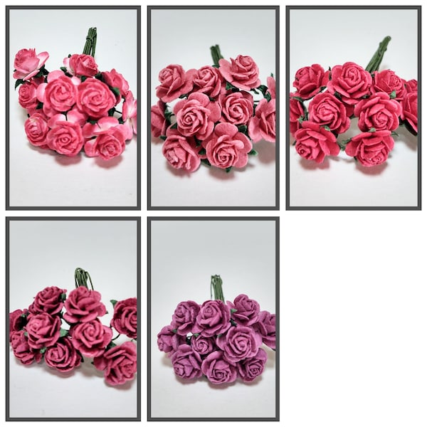 10 Open Rose's, 10mm Red Handmade Mulberry Paper Flowers #SAA-A001