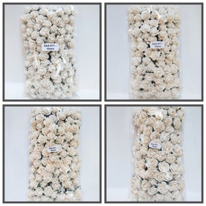100 Ivory Open Rose&#39;s Handmade Mulberry Paper Flowers #SAA-011