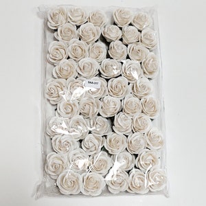 50 White Chelsea Rose&#39;s 35mm Handmade Mulberry Paper Flowers #SAA-317