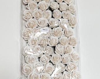 50 White Chelsea Rose's 35mm Handmade Mulberry Paper Flowers #SAA-317