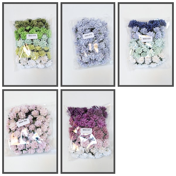 50 Aster Daisy's 15mm Handmade Mulberry Paper Flowers #MXD-030, #SAA-412, #SAA-382, #mxd-028, #mxd-027