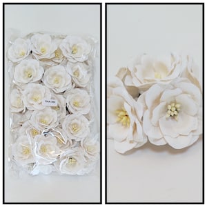 White Magnolias, Handmade Mulberry Paper Flowers #SAA-362 *choose quantity, 1 bunch of 5 flowers or 50 flower pack