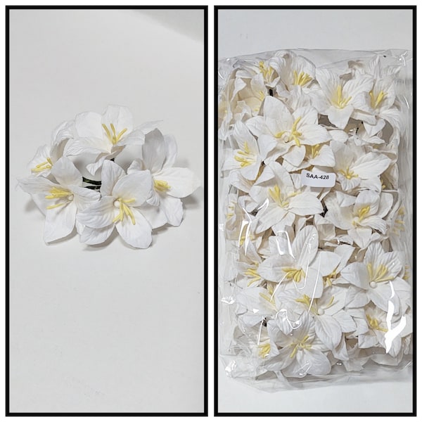 White Lilies, Handmade Mulberry Paper Flowers #SAA-428