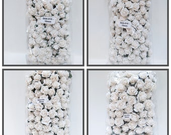 100 White Open Rose's Handmade Mulberry Paper Flowers #SAA-010