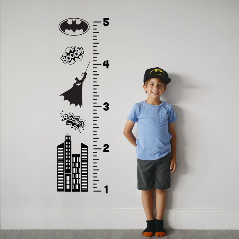 Growth Chart Decal Batman / Sticker Height Chart Wall decal / Etsy