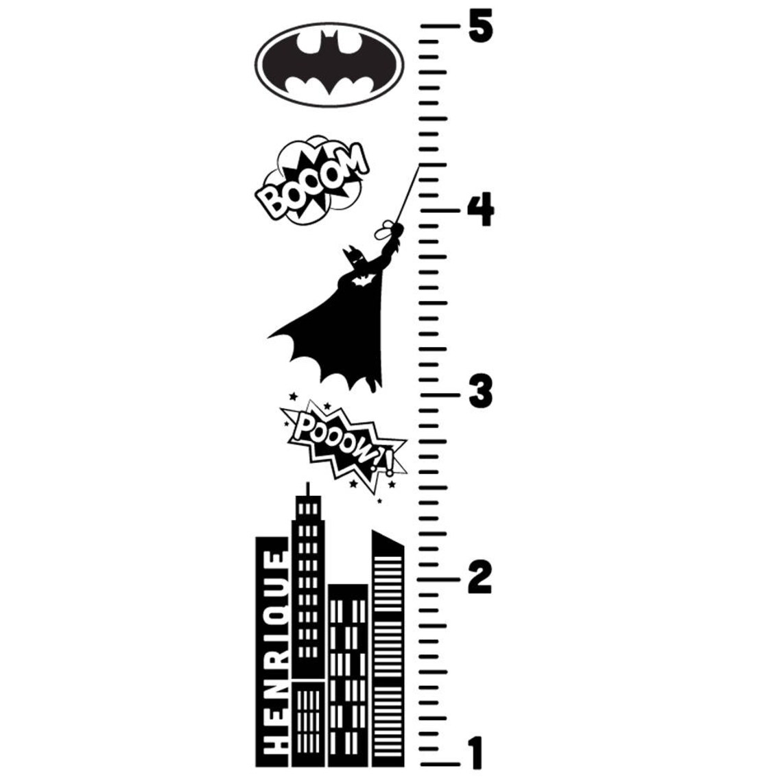 Growth Chart Decal Batman / Sticker Height Chart Wall decal / Etsy