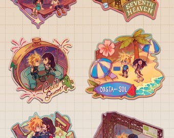 Stickers isométriques en vinyle Moments Tifa & Cloud FF7