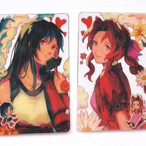 Tarjetas fotográficas transparentes FF7 Tifa y Aerith