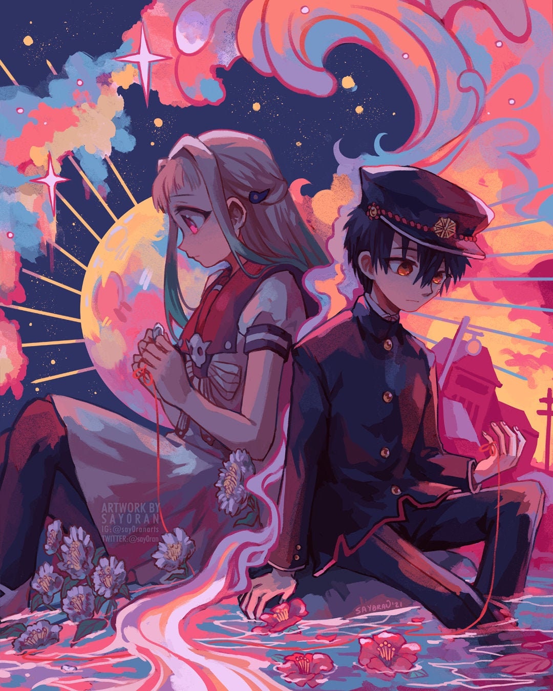 red string of fate hanako kun nene poster print 11x14 etsy new zealand