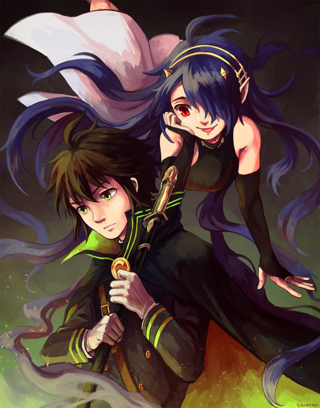 Owari No Seraph Yuu & Asuramaru Print 11x14 