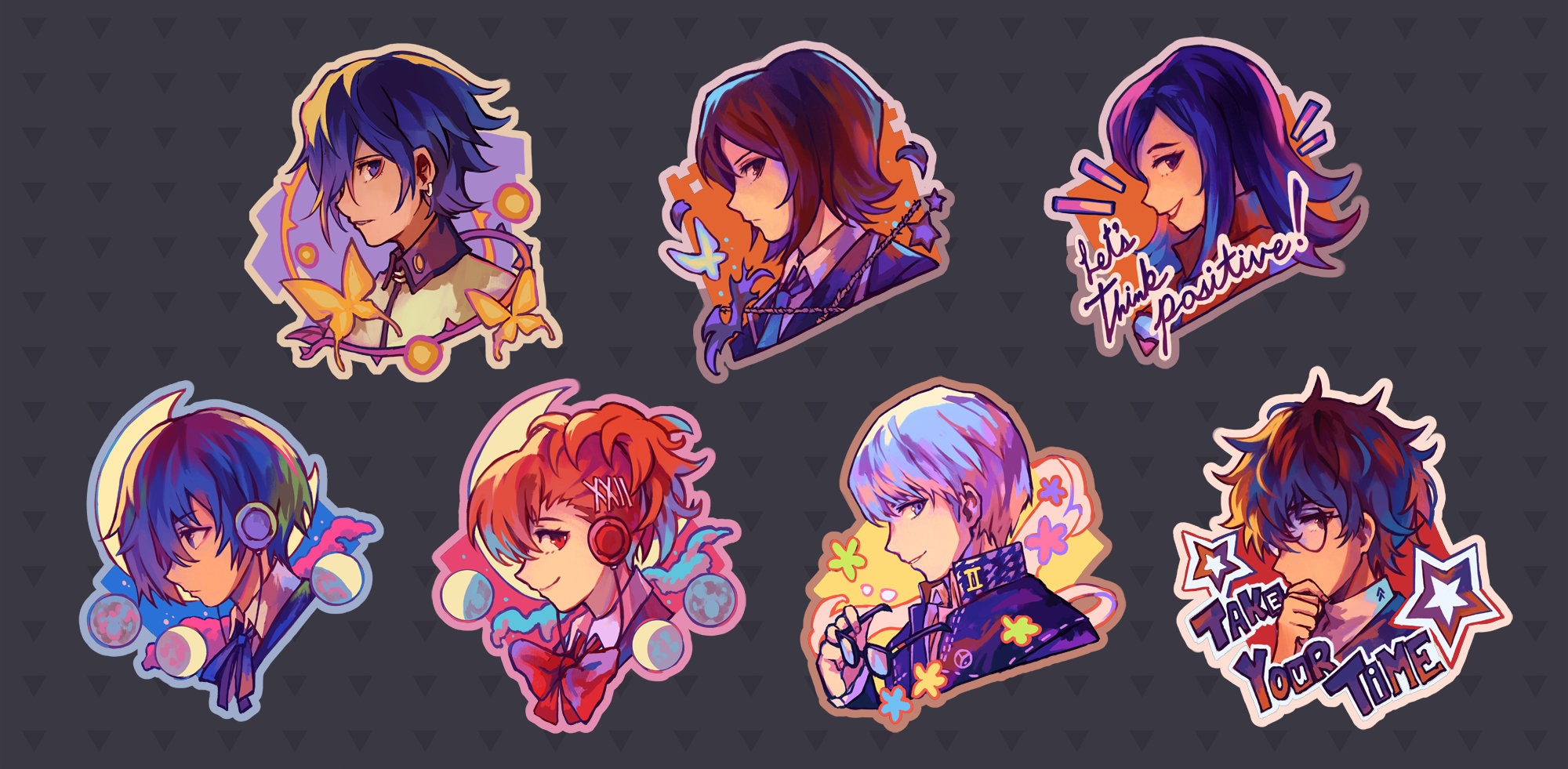 Persona P1-P5 Protagonists 3" Vinyl Stickers