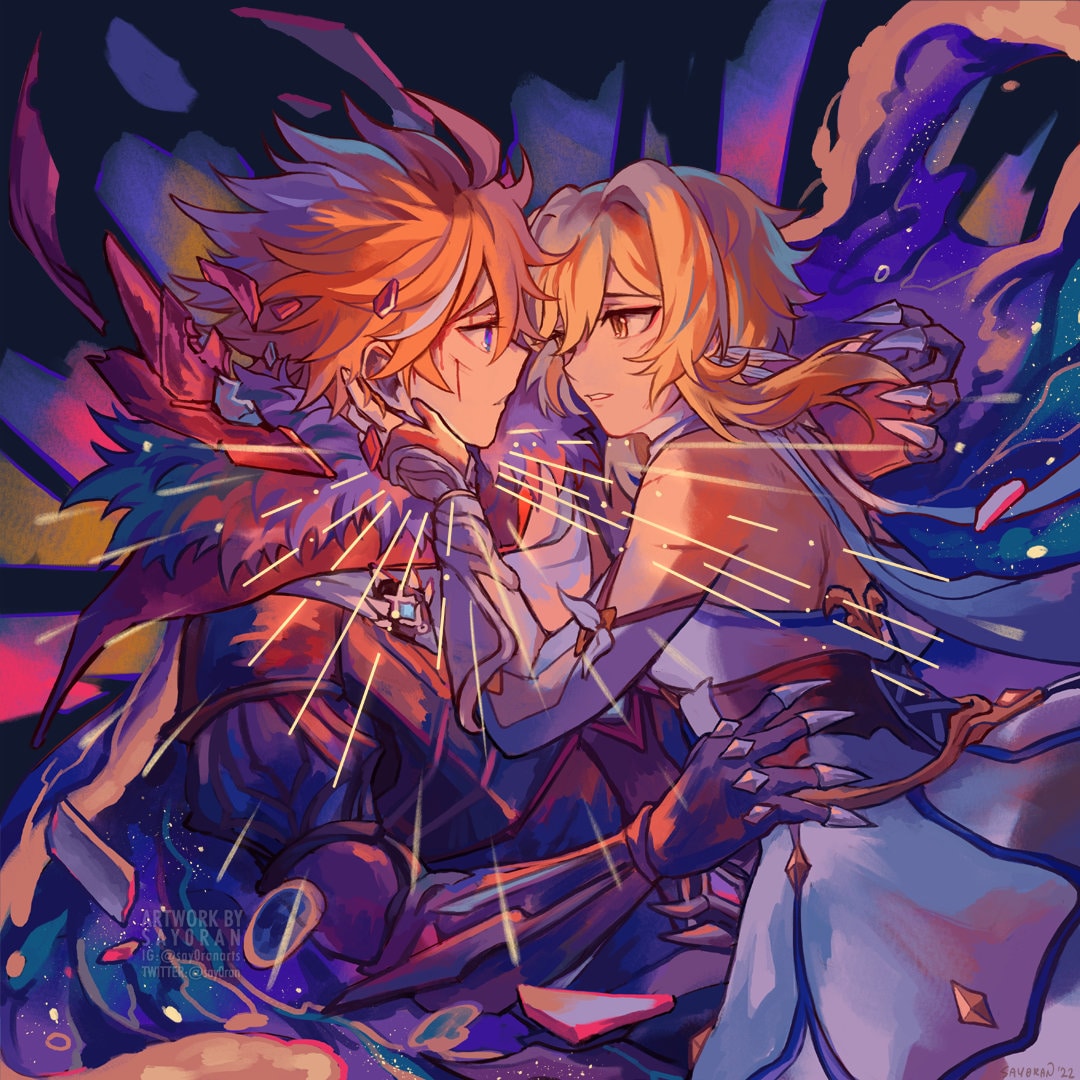 Impresión de Childe y Lumine de Genshin Impact FL 8x8 - Etsy México