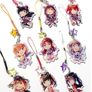 Colgantes acrílicos transparentes de doble cara Love Live Aqours de 2 pulg.