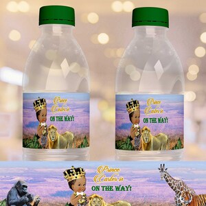 EDITABLE Prince Water Bottle Label |Royal Baby Shower| Corjl Digital Download| Safari Baby| Jungle Baby Shower| COA-01