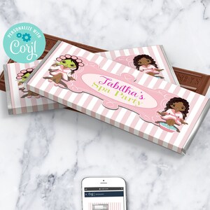 EDITABLE | Spa Party Candy Bar Label |Spa Birthday Party | Pamper Party | Sleep Over Party | SP-067